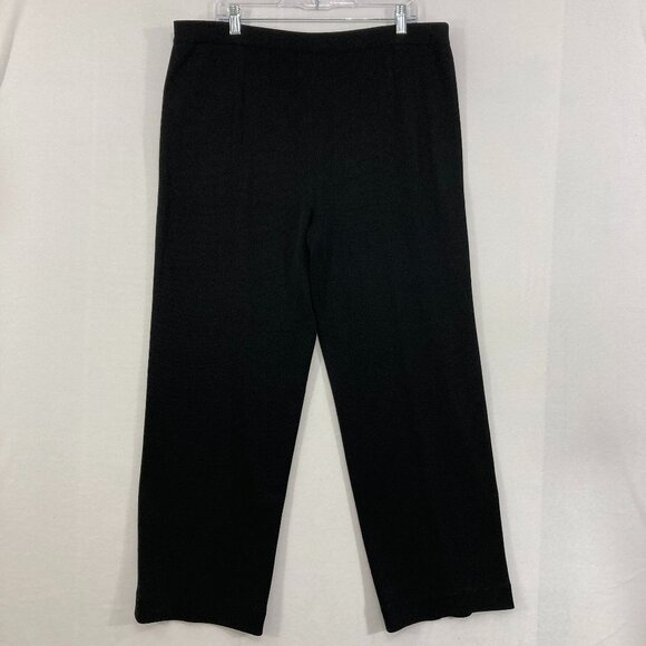 Misook size 1X Black Heavy Knit Straight Leg Pull-on Pants Office Career - Picture 1 of 8